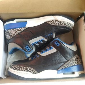 Jordan retro 3 black & blue concrete nice 7.5 mens